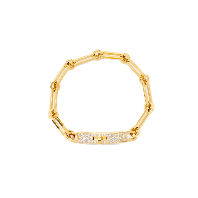 Hermes size SH Kelly Chaine Bracelet, small model yellow gold, diamonds