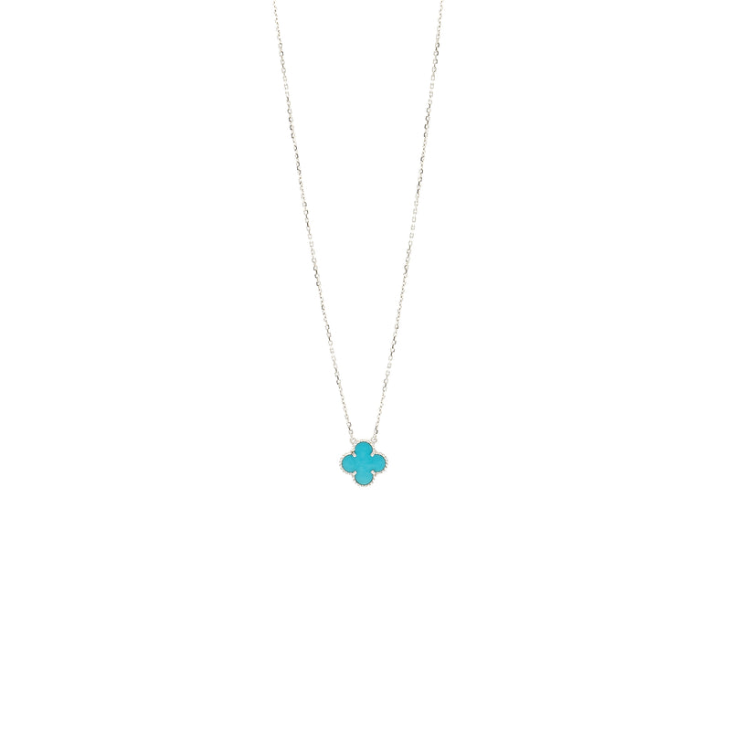 VAN CLEEF & ARPELS Vintage Alhambra Pendant Turquoise / 18K White Gold