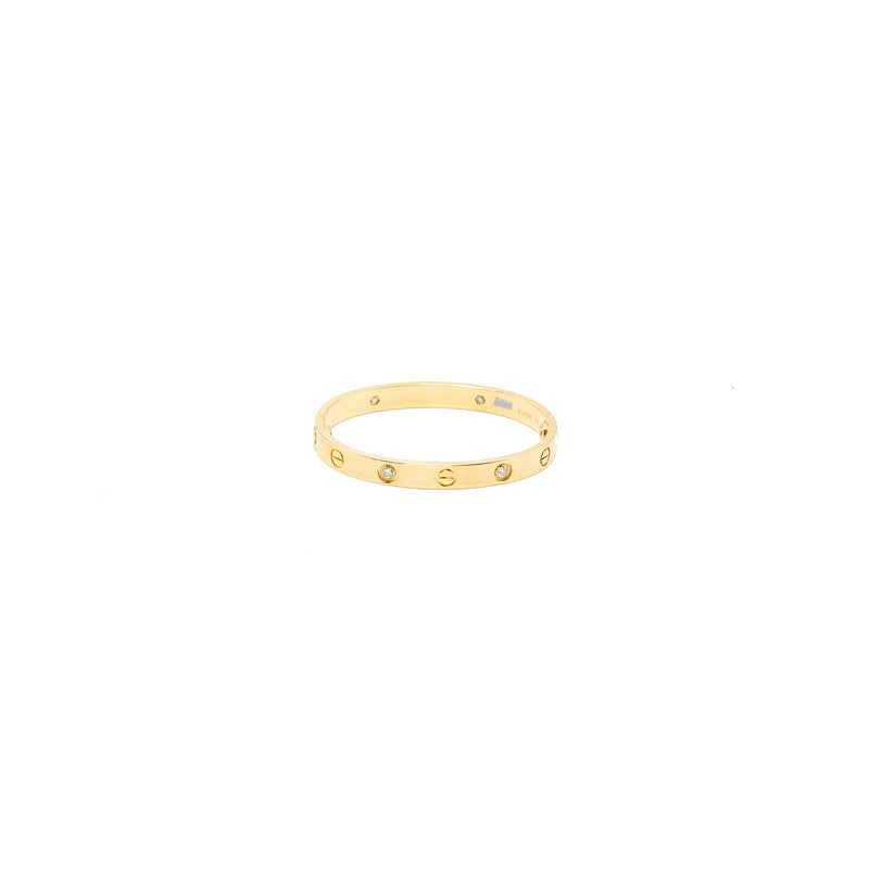 Cartier size 15 love bracelet yellow gold, 4 diamonds