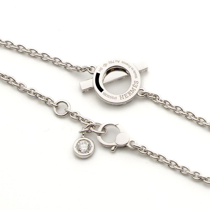 Hermes Size SH Finesse Bracelet White Gold Diamonds