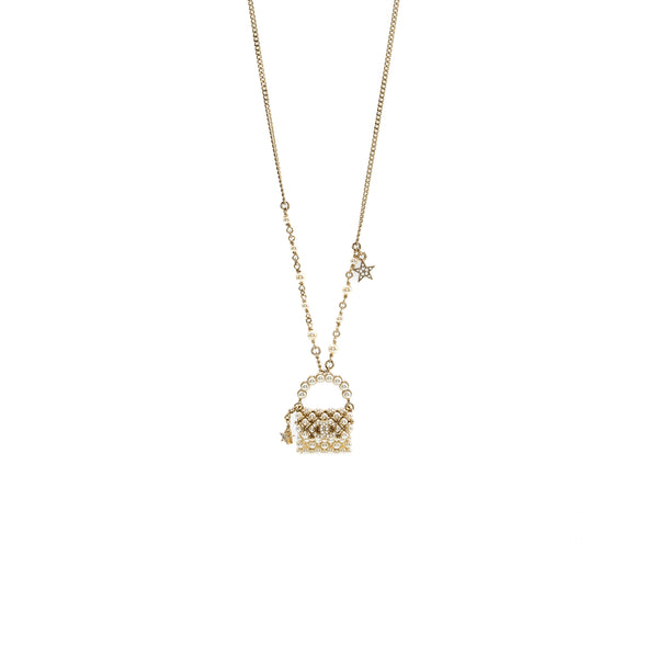 Chanel Micro Bag Necklace Pearl/ Crystal LGHW