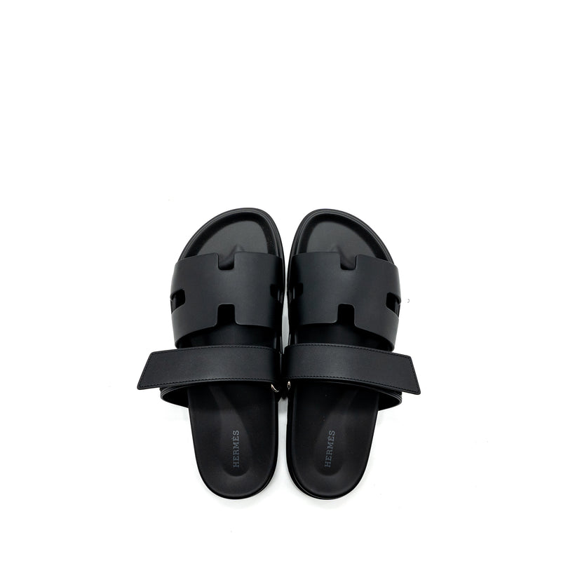 Hermes size 42 chypre sandals calfskin black