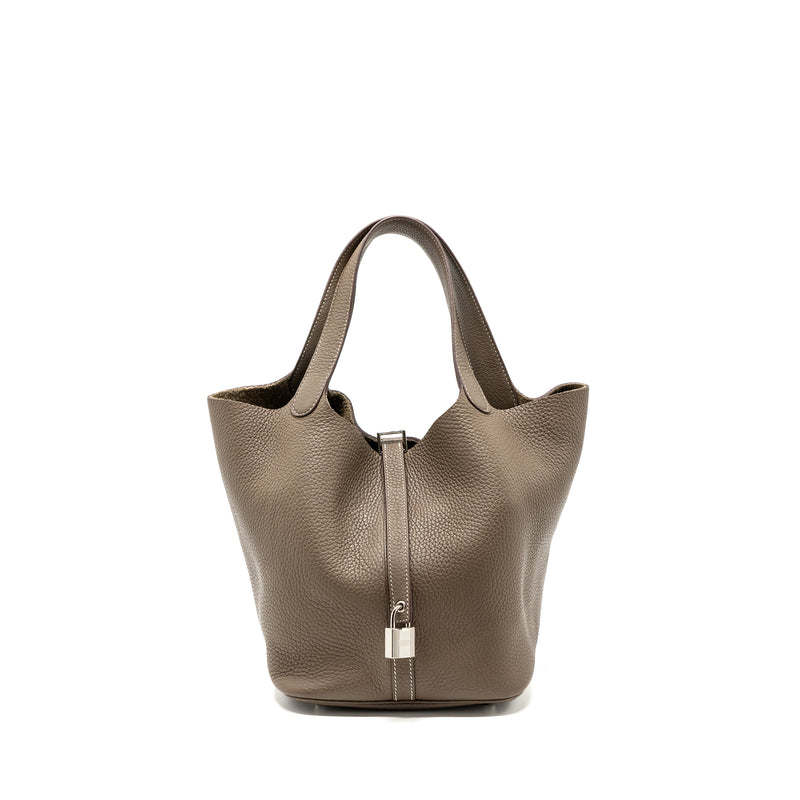 Hermes Picotin 22 Lock Bag Clemence Etoupe SHW stamp Z