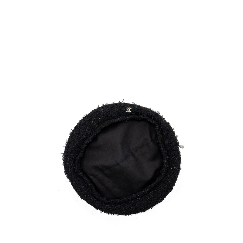 Chanel Size M CC logo Beret Polyamide/Wool Black SHW