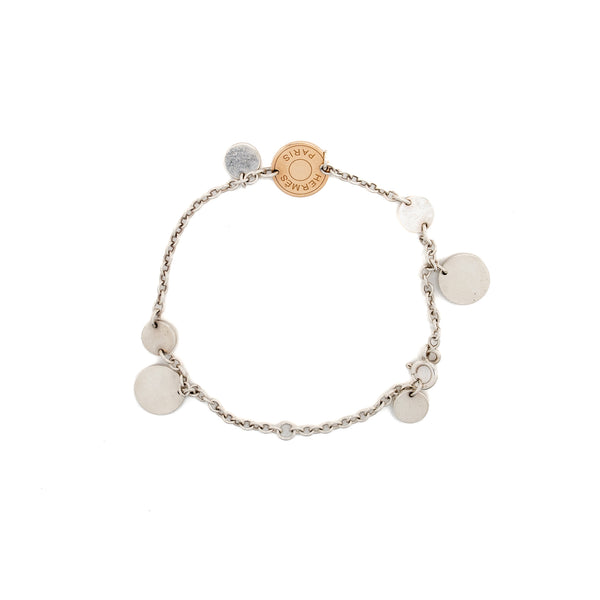 Hermes Size SH Ex-Libris Bracelet Rose Gold/Sterling Silver