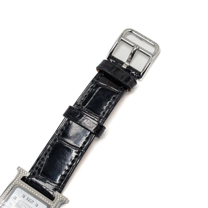 Hermes Heure H watch PM steel with diamonds