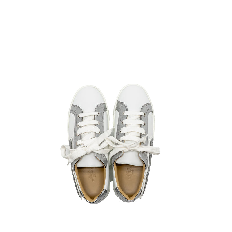 Hermes Size 37 Wing Sneakers Leather White/Silver SHW
