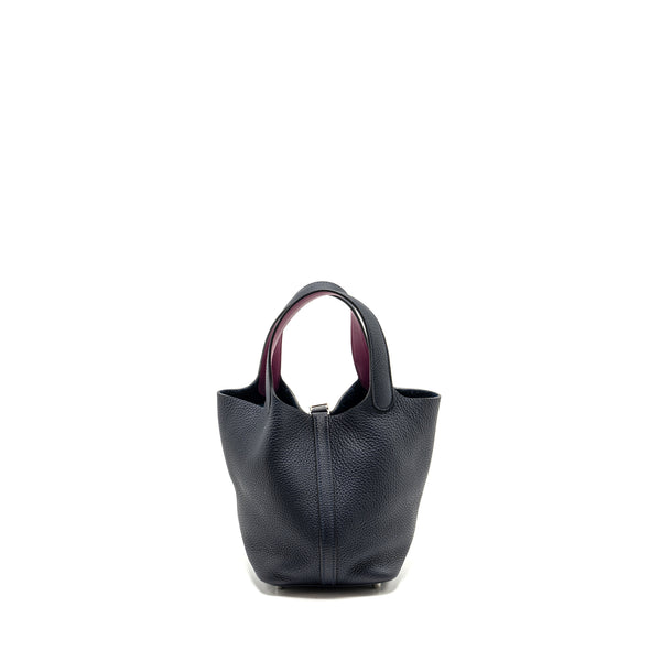 Hermes Picotin 18 lock Bag Clemence Blue Nuit / Rose Pourpre SHW Stamp A