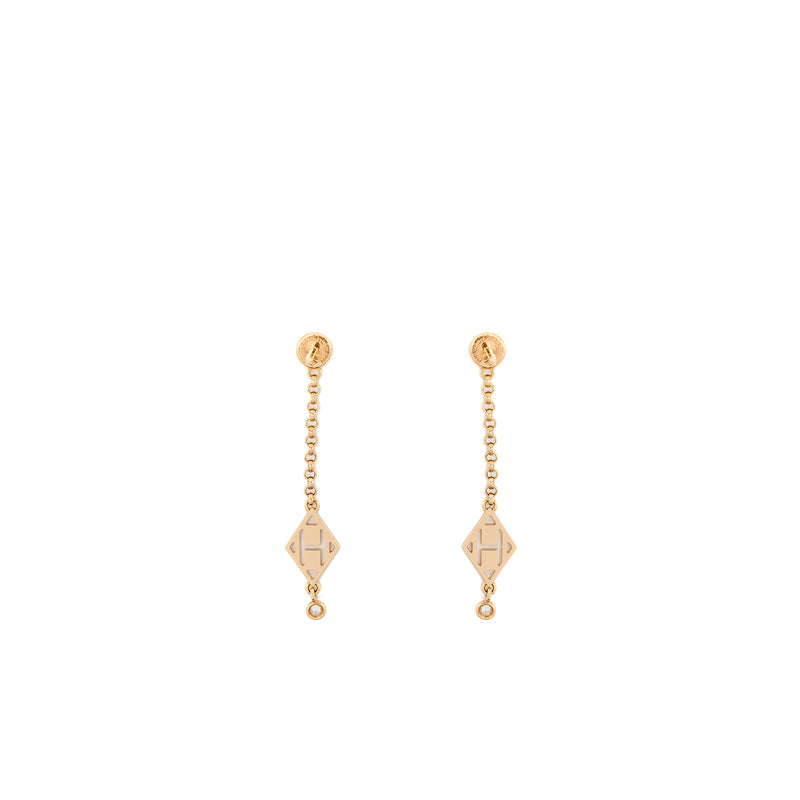 HERMES Gambade H Earrings Rose Gold, Diamonds