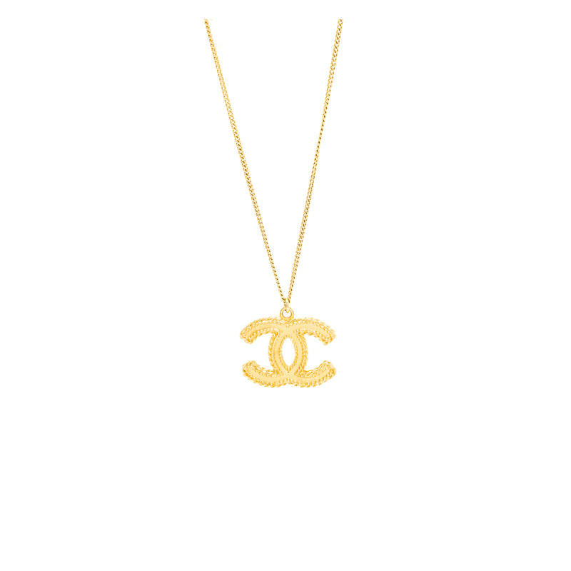 Chanel CC Logo Long Necklace Gold Tone