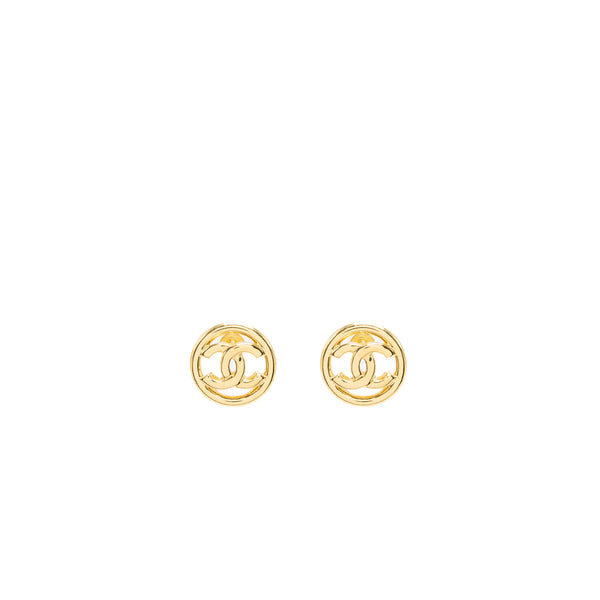 Chanel CC Hoop Earrings Gold Tone 22C