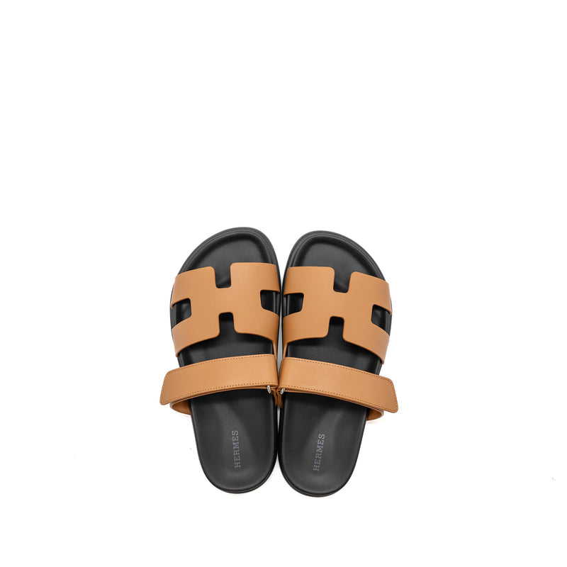 Hermes Size 37.5 Femme Chypre Sandals Calfskin Naturel