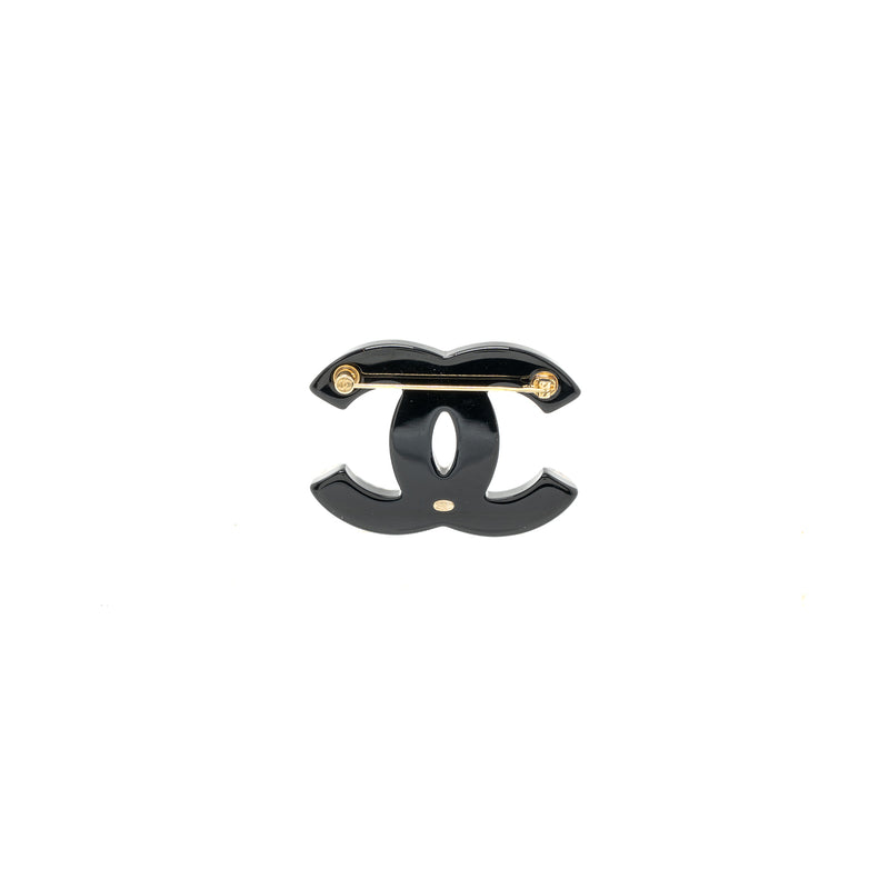 Chanel CC logo Brooch Acrylic Black LGHW