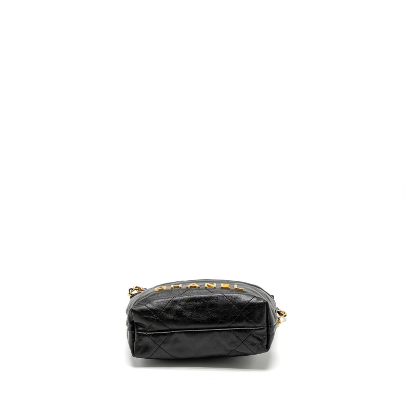 Chanel 23S Mini 22 Bag with Pearl Shiny Calfskin Black Brushed GHW (Microchip)