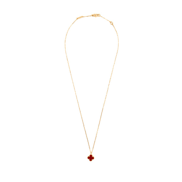 Van Cleef & Arpels Sweet Alhambra Pendant Rose Gold, Carnelian