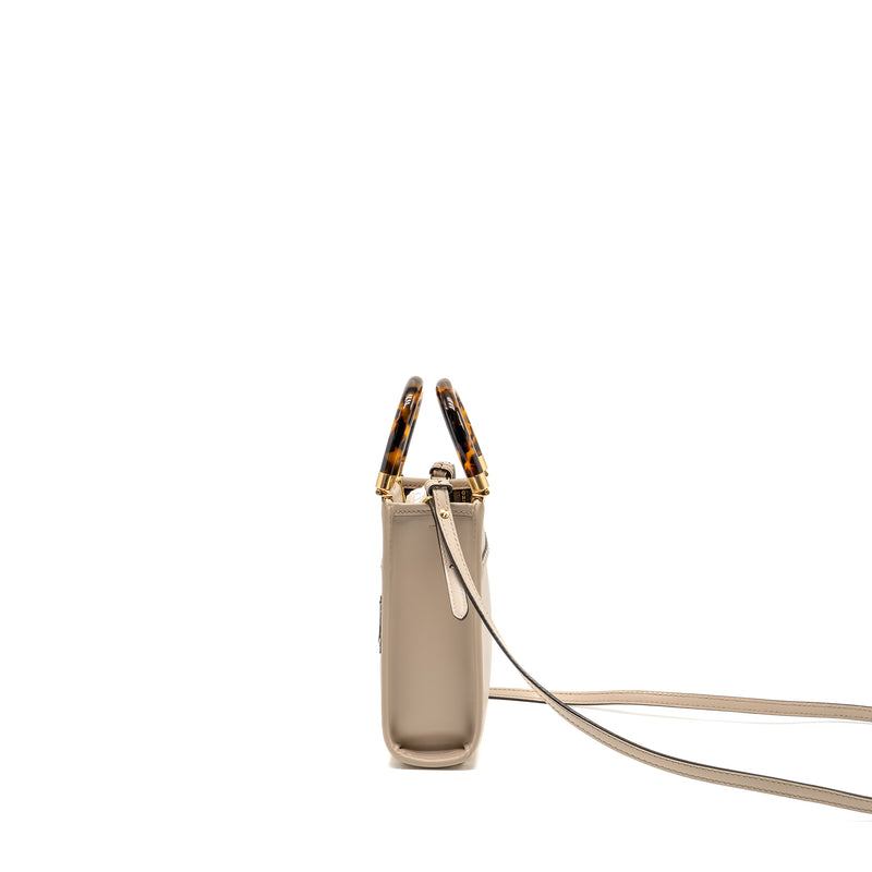 Fendi Mini Sunshine Shopper/Tote Bag Leather Light Grey LGHW