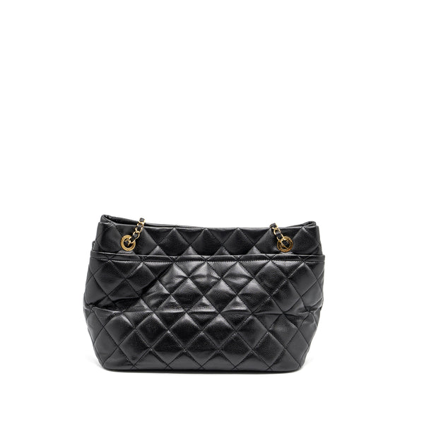 Chanel quilted shoulder shopping tote bag caviar black GHW