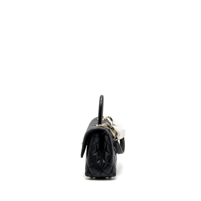 Chanel small coco handle caviar black LGHW (microchip)