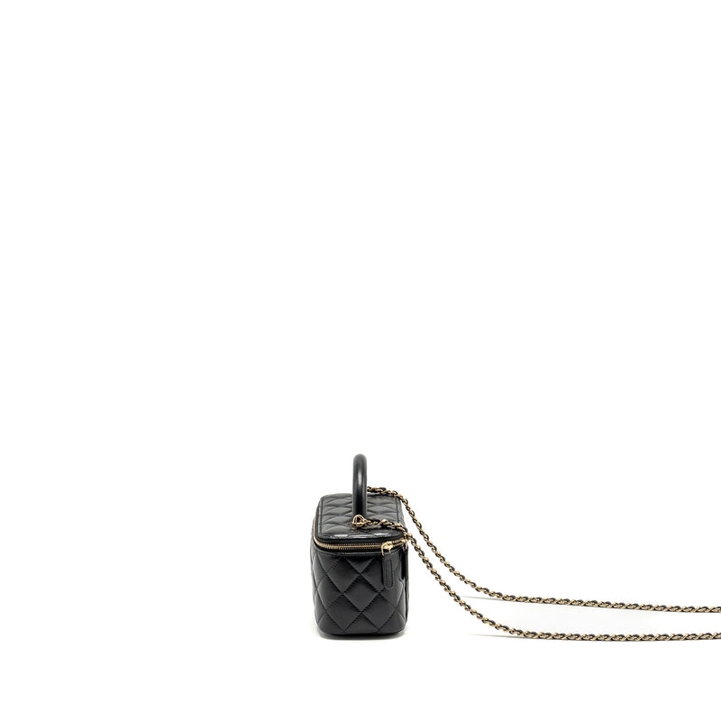 Chanel Top Handle Long Vanity Case Lambskin BLACK LGHW (Microchip)