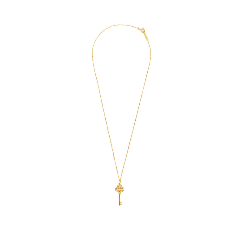 Tiffany Mini Crown Key Pendant With Chain Rose Gold Diamonds