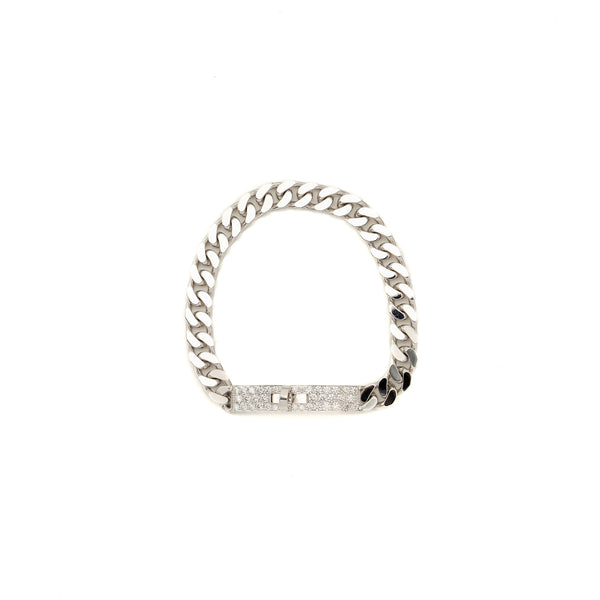 HERMES Size SH Kelly Gourmette Bracelet White Gold, Diamonds