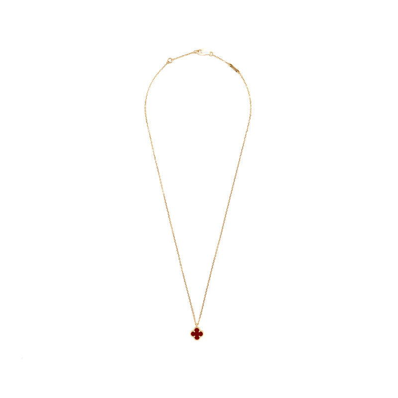 Van Cleef & Arpels Sweet Alhambra Pendant, Carnelian Rose Gold