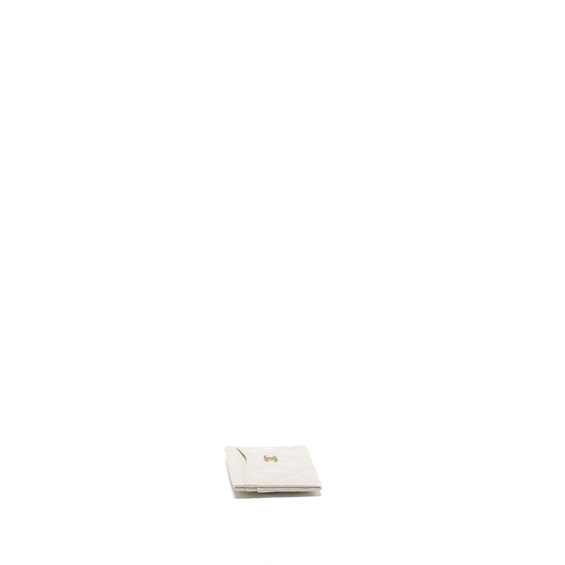 CHANEL Classic Card Holder Caviar White LGHW (Microchip)