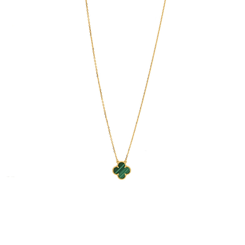 Van Cleef & Arpels Vintage Alhambra Pendant Malachite, Yellow Gold