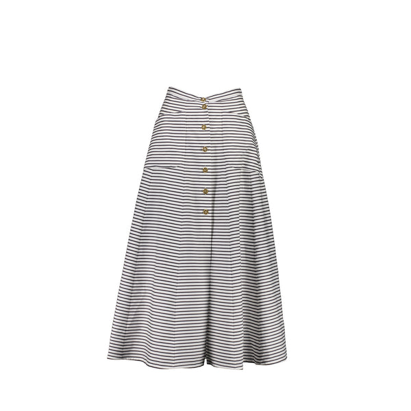 Chanel size 34 22S Long skirt cotton grey/black