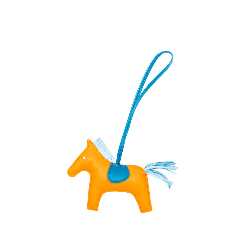 Hermes Rodeo MM Bag Charm Flame/Celestial Blue/Lzmir Blue