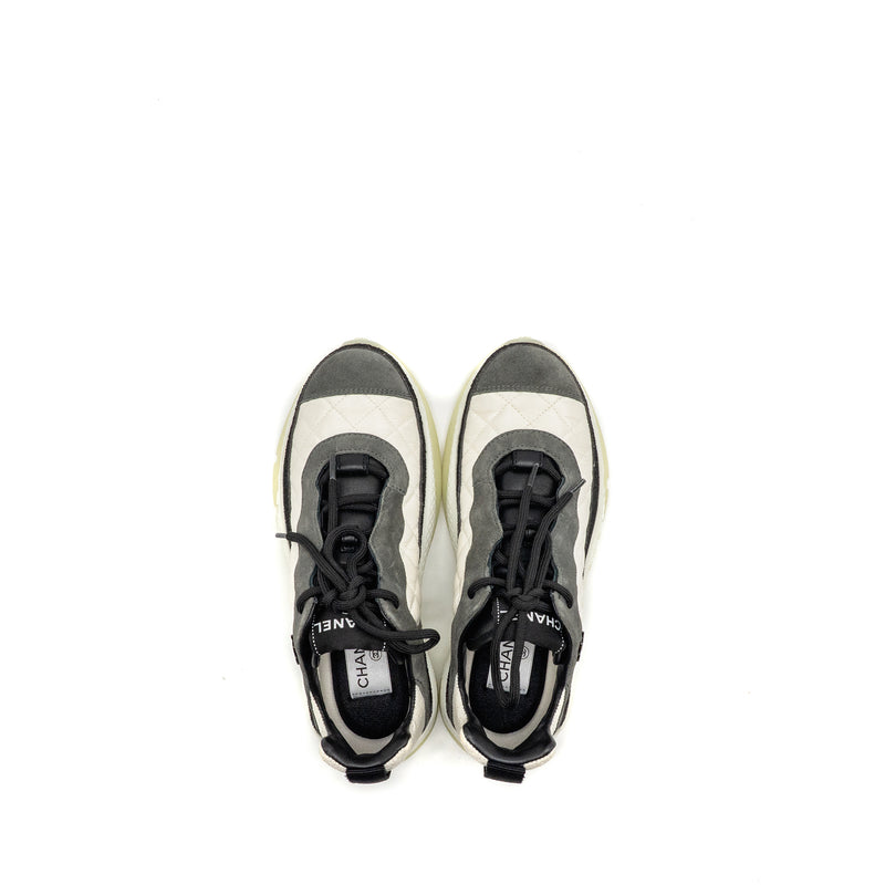 Chanel Size 37 CC and Letter Logo Sneakers Suede/Fabric Black/White