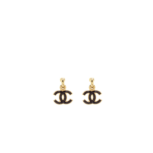 Chanel CC drop earrings dark red/ gold tone
