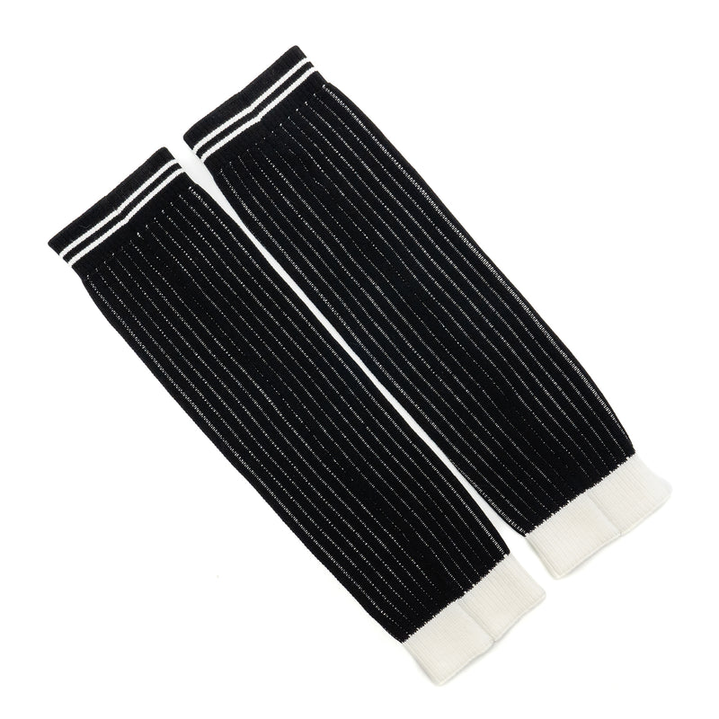 Chanel 24c CC Logo Gaiters Leg Warmers Cotton Black