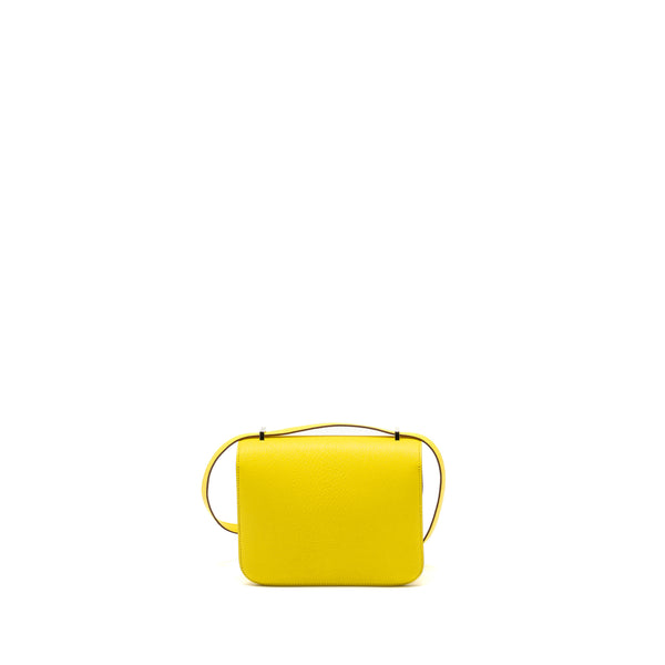 Hermes Mini Constance Chevre Mysore jaune citron SHW stamp U