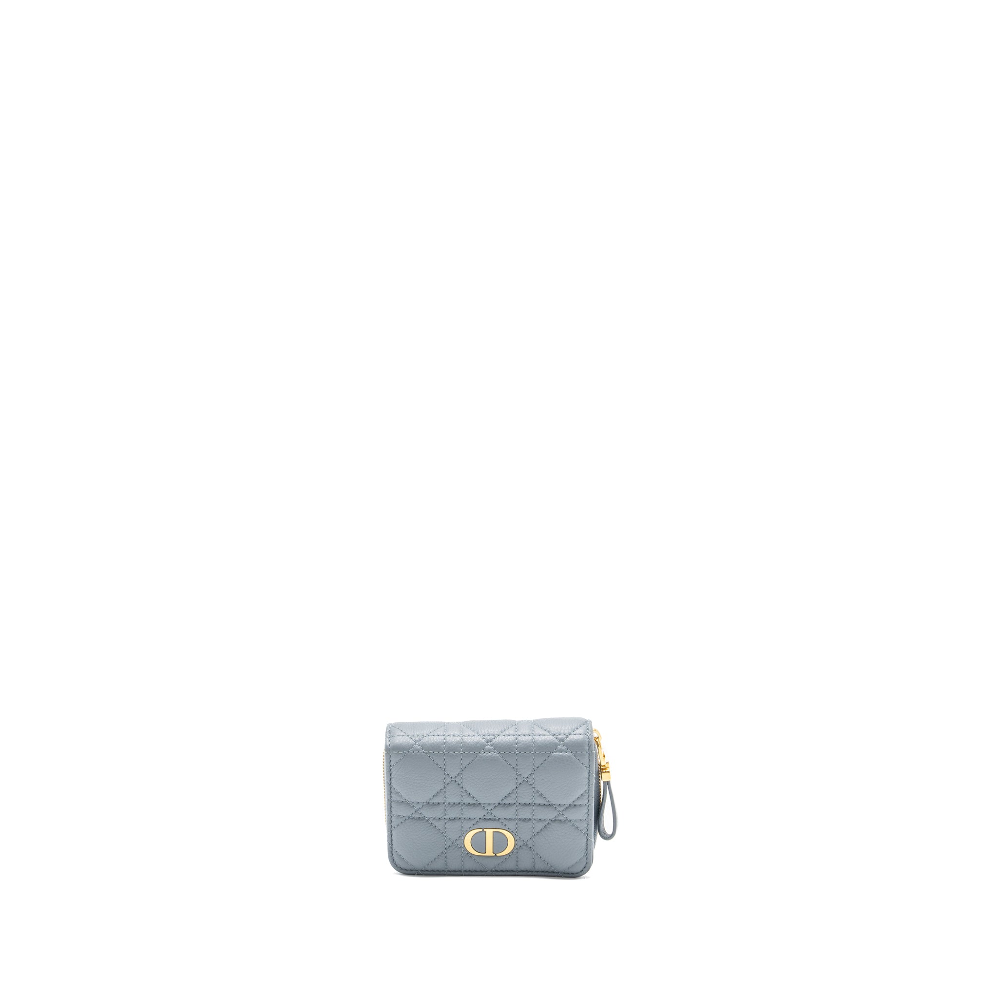 Dior Caro Scarlet Zipped Wallet Cannage Calfskin Cloud Blue GHW Dior Caro Scarlet Zipped Wallet Cannage Calfskin Cloud Blue GHW