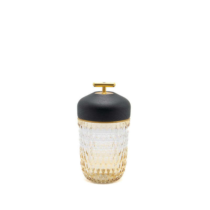 Saint-Louis Folia Portable Lamp Black Wood Satin Crystal