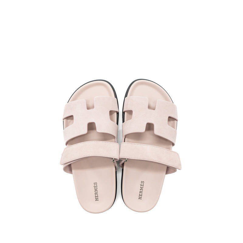 Hermes size 37 chypre sandals suede / Mauve pale