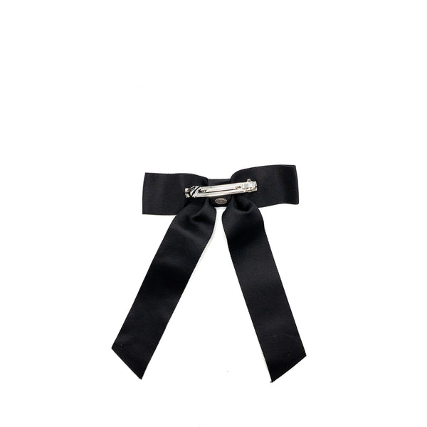 Chanel bow Hair Clip silk Black SHW