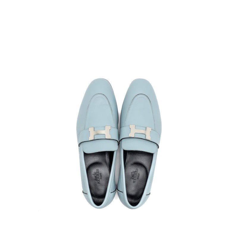 Hermes Size 35 Paris Mocassins Calfskin Leather vert d’eau