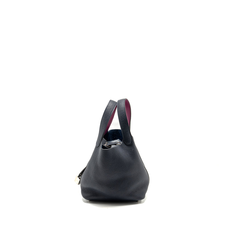 Hermes Picotin 18 lock Bag Clemence Blue Nuit / Rose Pourpre SHW Stamp A