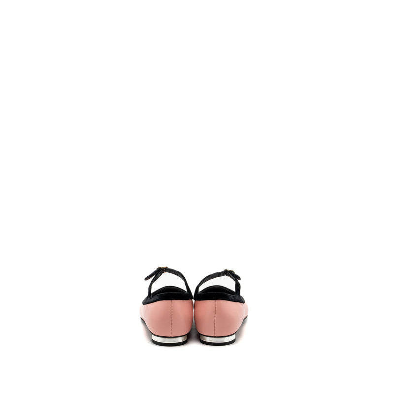 Chanel size 39.5 22K mery janes shoes lambskin / velvet pink / black LGHW