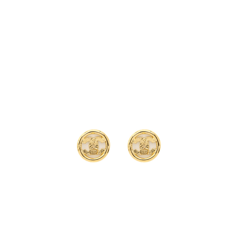 Chanel round and CC logo earrings gold tone
