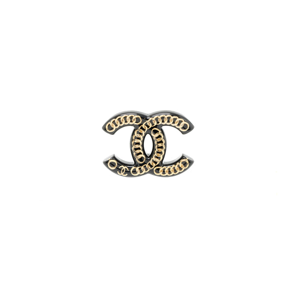 Chanel CC logo Brooch Acrylic Black LGHW