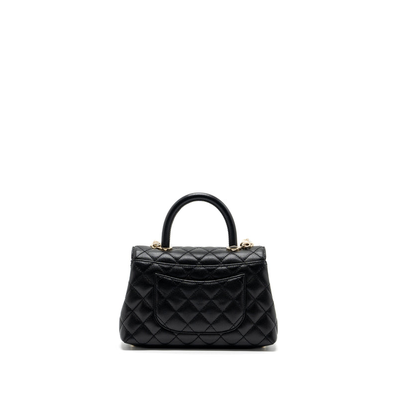 Chanel small coco handle caviar black LGHW (microchip)