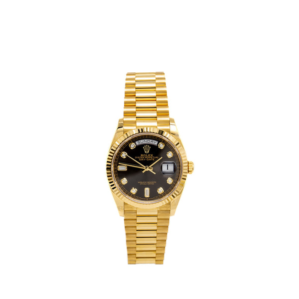 Rolex Day-Date 36 Dark Grey Set with Diamonds Yellow Gold Model:128238-0022