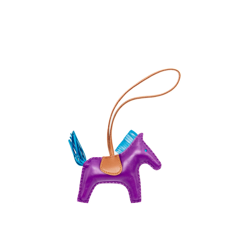 Hermes Rodeo MM Bag Charm Purple/Teal/Brown