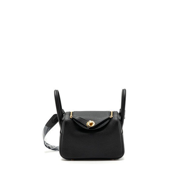 Hermes Mini Lindy Clemence Black GHW Stamp B