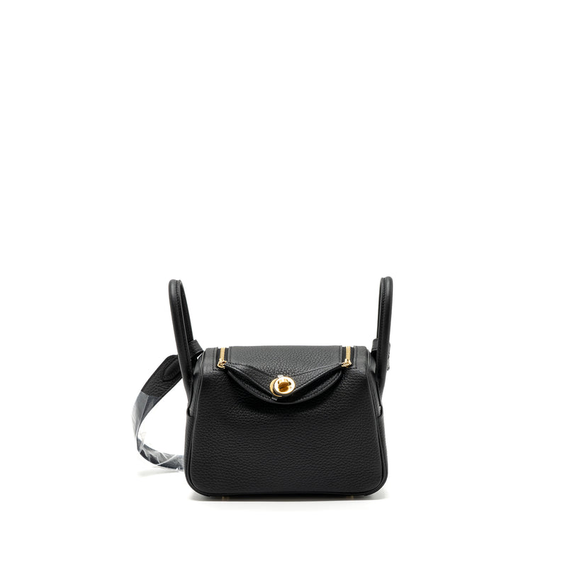Hermes Mini Lindy Clemence Black GHW Stamp B