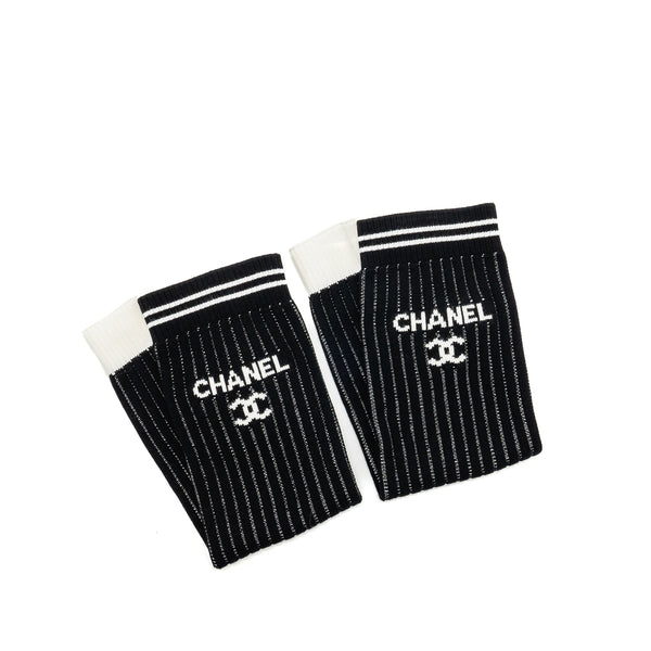 Chanel 24c CC Logo Gaiters Leg Warmers Cotton Black