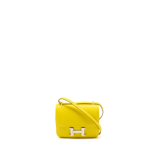 Hermes Mini Constance Chevre Mysore jaune citron SHW stamp U